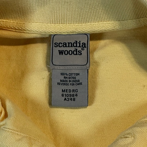 Vintage 90 Men Yellow Banded Bottom Polo Shirt Cotton Medium Grandpacore Preppy - Picture 4 of 4
